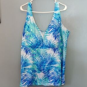 Swimsuits For All Blue and Green Swim Top